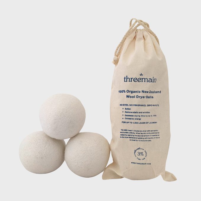 Three Main 100 Percent Organic New Zealand Wool Dryer Balls