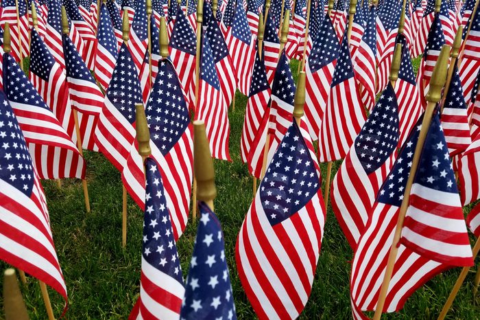 A Sea of American Flags, American Holiday Spirit; Military, Holidays, Independence, Memorial, Veteran, Vietnam and Patriotism Ideas 