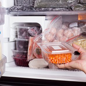 frozen food in a freezer set to average freezer temperature