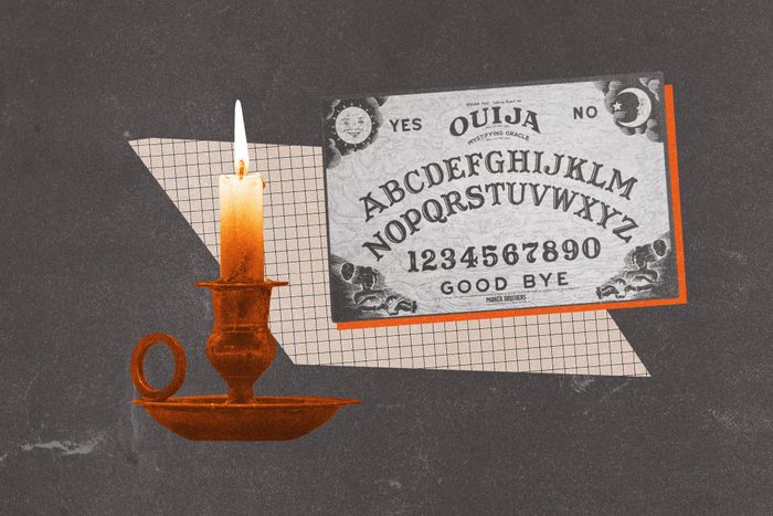 Ouija board and candle collage