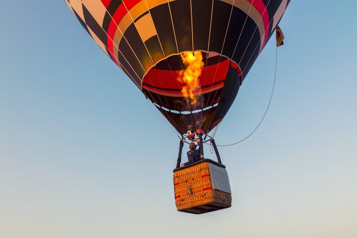 Colorful hot air balloon early in the morning in Hungary
