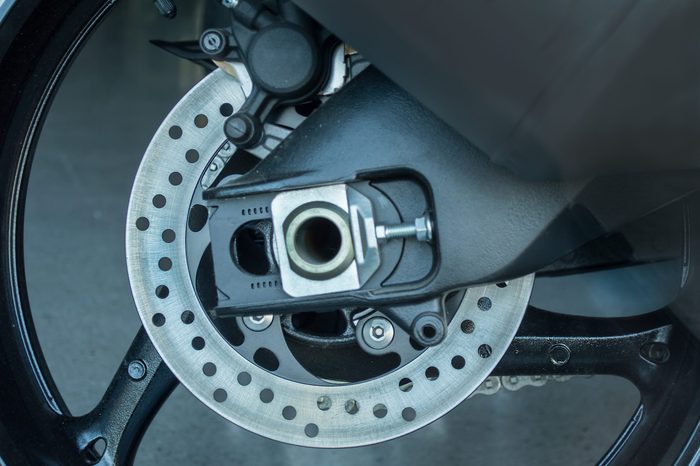 closeup of brake disks motorcycle