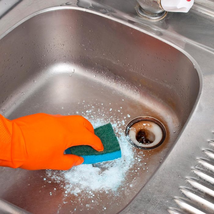 glove spong cleaning kitchen stainless steel sink