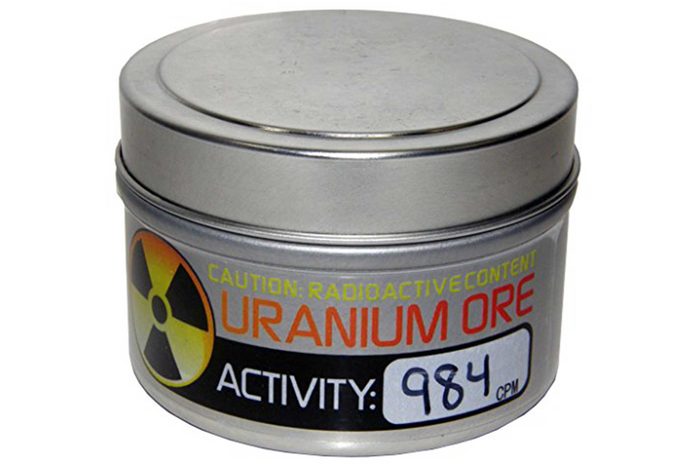 uranium ore in a tin