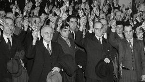 New citizens are sworn in at the U.S. District Court, in Philadelphia 12 Apr 1939