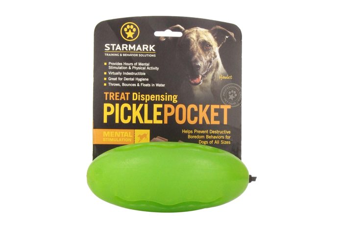 pickle pocket treat dispensing dog toy