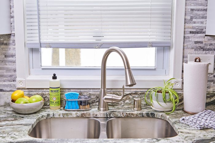 clean stainless steel sink in a modern kitchen