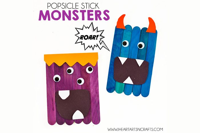 popsicle stick monsters diy halloween craft for kids
