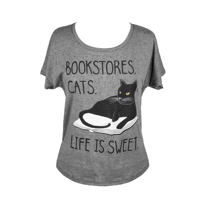 Out Of Print Bookstore Cats Relaxed Fit T Shirt