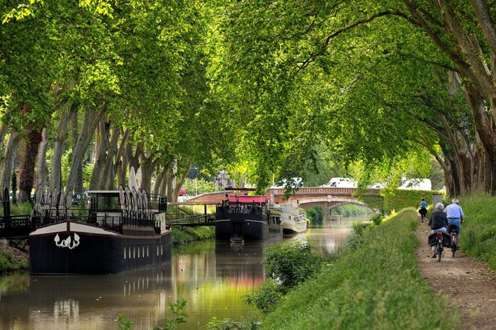 walk along the canal of midi in Toulouse, France