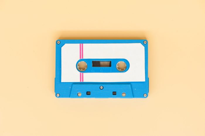 close up of vintage audio old tape cassette.