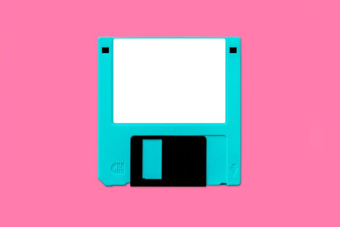 Floppy disk 3.5" inch nostalgia, isolated and presented in punchy pastel colors, for creative design cover, CD, poster, book, printing, gift card, flyer, magazine, web & print; Shutterstock ID 1029316681; Job (TFH, TOH, RD, BNB, CWM, CM): RD