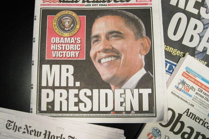 Newspaper Headlines covering Barack Obama's Presidential Election Victory, America - 05 Nov 2008