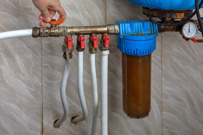 Automatic water supply system, hands turn off the main valve.