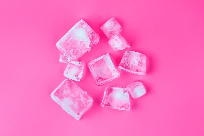 ice on pink background