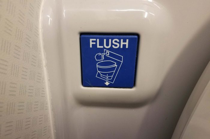 airplane bathroom toilet flush button