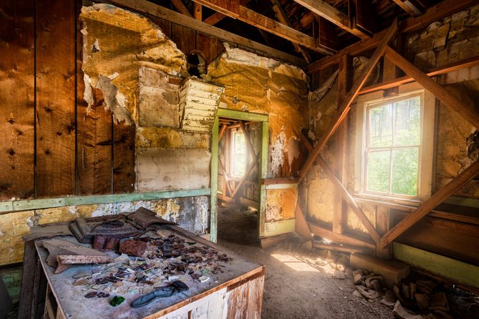 DRUMMOND, MONTANA - JULY 20: Abandoned building at the Garnet Ghost Town on July 20, 2017 north of Drummond, Montana