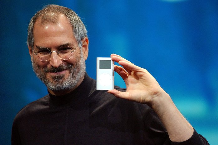 Mandatory Credit: Photo by Marcio Jose Sanchez/AP/Shutterstock (6411790a) JOBS Apple CEO Steve Jobs displays his company's new product, the Mini-Ipod, at the Macworld Conference and Expo in San Francisco APPLE IPOD, SAN FRANCISCO, USA