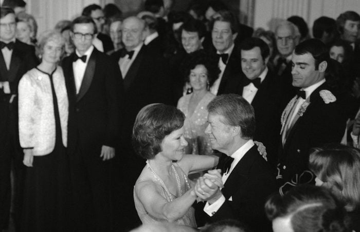 Mandatory Credit: Photo by Ira Schwarz/AP/Shutterstock (5958842a) President Jimmy Carter and first lady Rosalynn Carter share the first dance of the evening at the Congressional Christmas Ball at the White House in Washington, as guests look on Jimmy Carter, Washington, USA