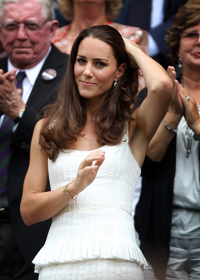 Mandatory Credit: Photo by Ian MacNicol/Shutterstock (7442708b) Tennis - Wimbledon Championships - Day 7 Kate Middleton visits centre court to watch Andy Murray play Richard Gasquet during the seventh day of the Wimbledon Championships UK London Kate Middleton