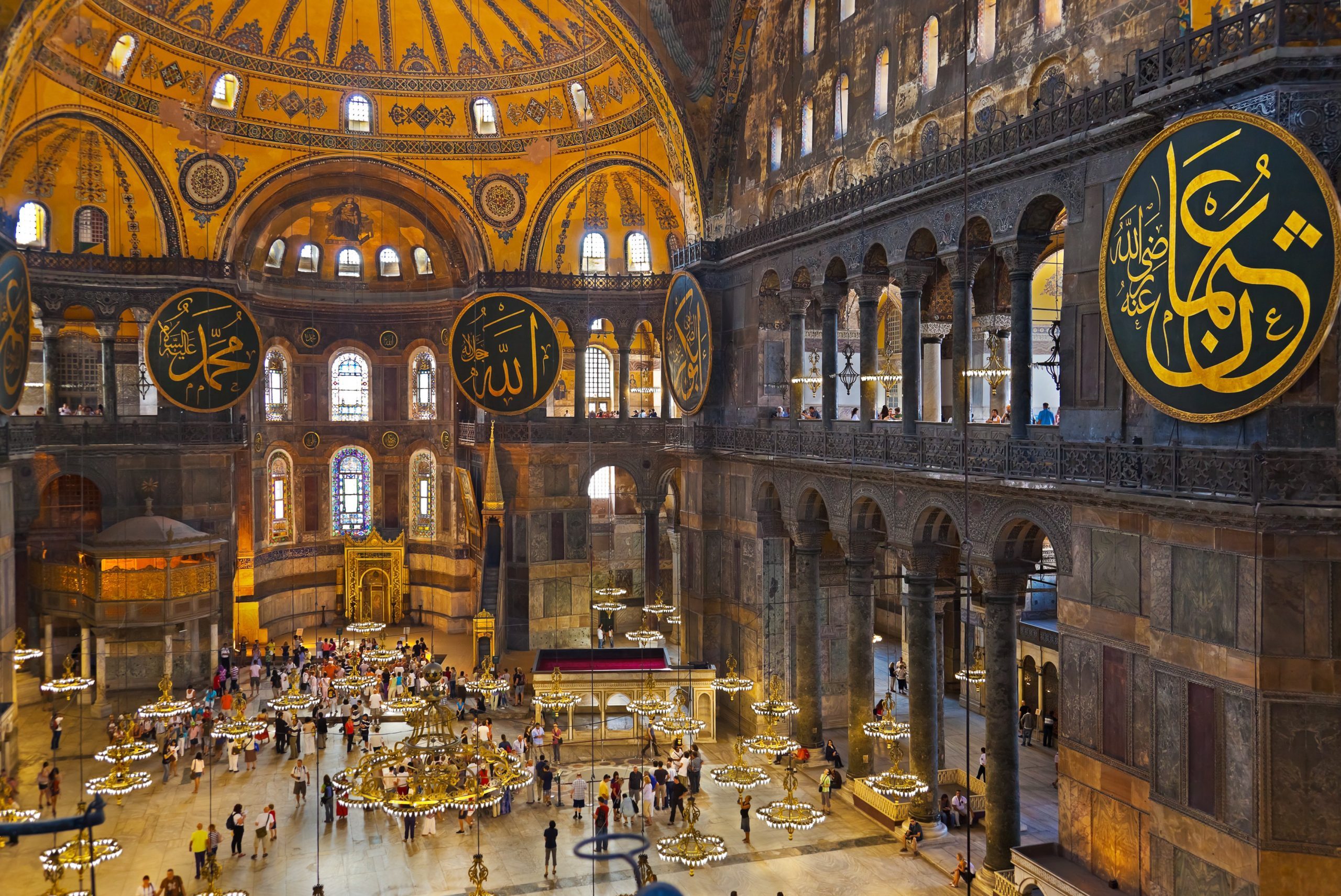 Hagia Sophia interior at Istanbul Turkey - architecture background