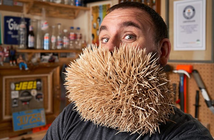 mot toothpicks in a beard world record