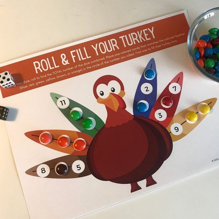 Roll A Turkey Game for thanksgiving