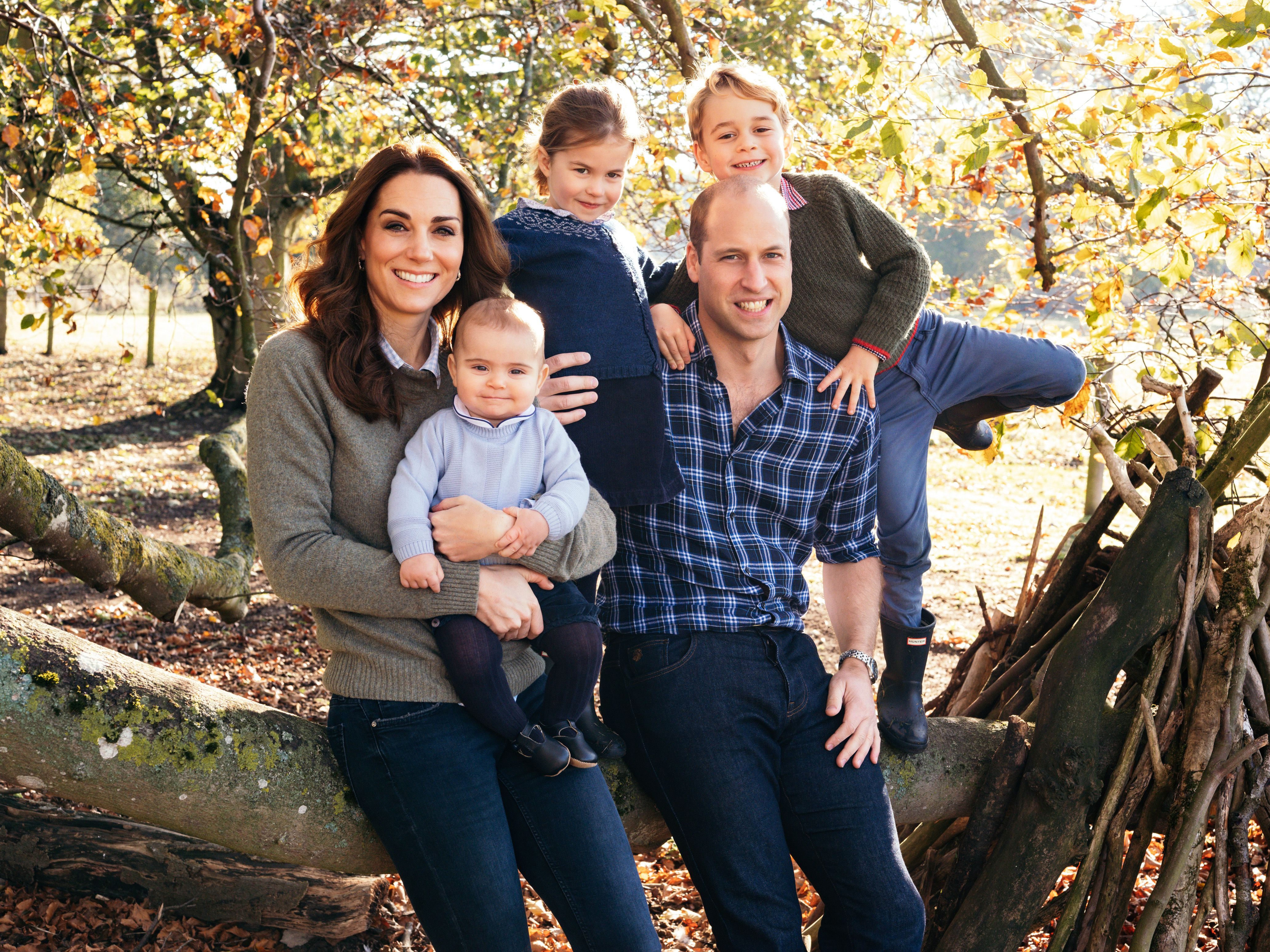 This photograph must not be used after 31st December 2019. News Editorial Use Only. No Commercial Use. Free for use. The photograph must include all of the individuals when published. Mandatory Credit: Photo by Matt Porteous/Shutterstock (10033971a) Prince William and Catherine Duchess of Cambridge with their three children, Prince Louis, Princess Charlotte and Prince George Prince William and Catherine Duchess of Cambridge family Christmas card, Anmer Hall, Norfolk, UK - 14 Dec 2018