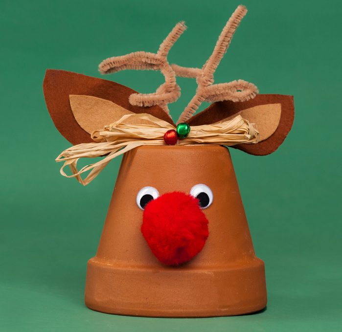 Rudolph The Red-Nosed Reindeer Flower Pot Christmas Decoration