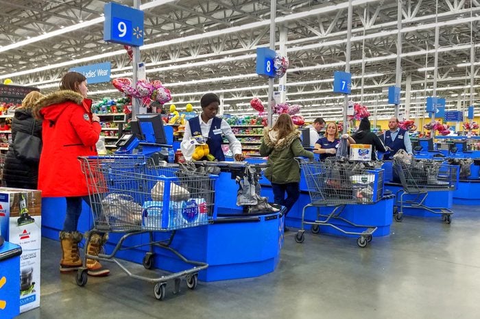walmart customers checking out
