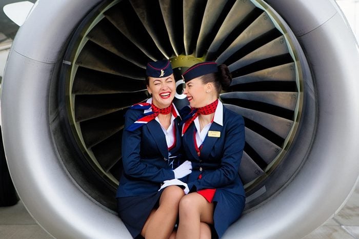 funny airline announcements laughing flight attendants