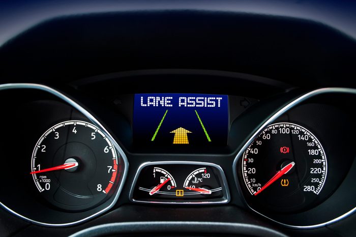 Speedometer with lane assist