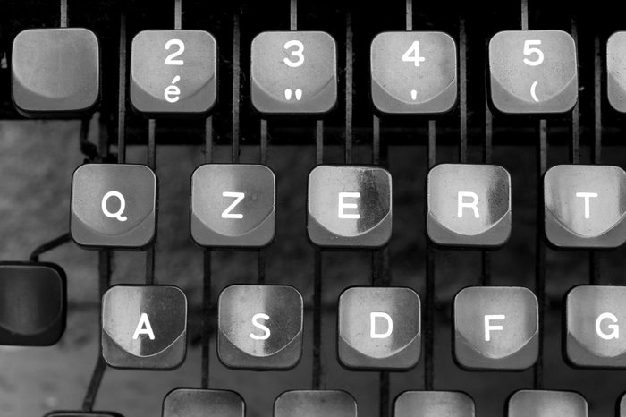 details of keyboard keys of an old typewriter