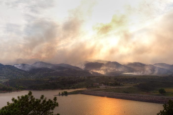 Panoramic landscape of the High Park Fire in Colorado, 2012