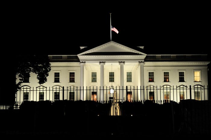 The North Lawn of the White House in the night, Washington D.C.