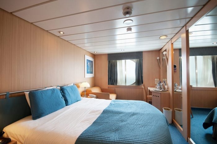 cruise ship room with storage