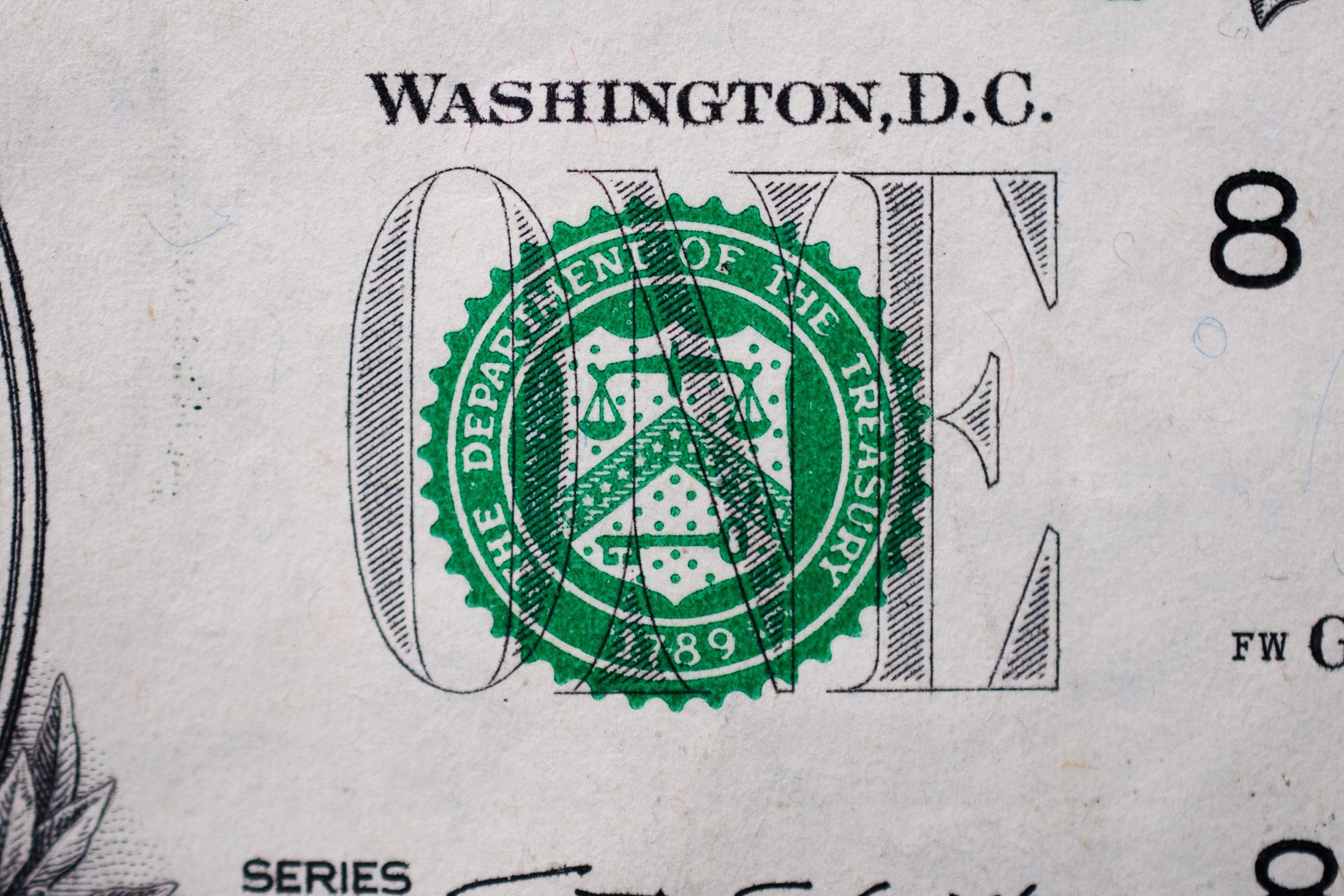 The Department Of Treasury Seal On Dollar Bill