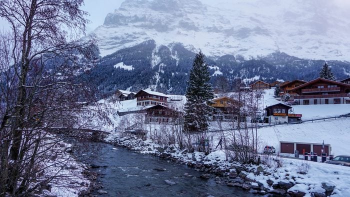 Snow-coated Grindelwald on the way to Jungfraujoch, Switzerland