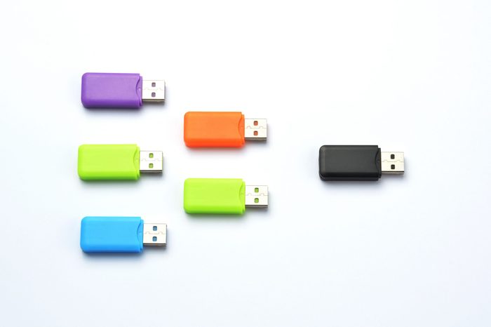 Leadership concepts with multi colored usb sticks