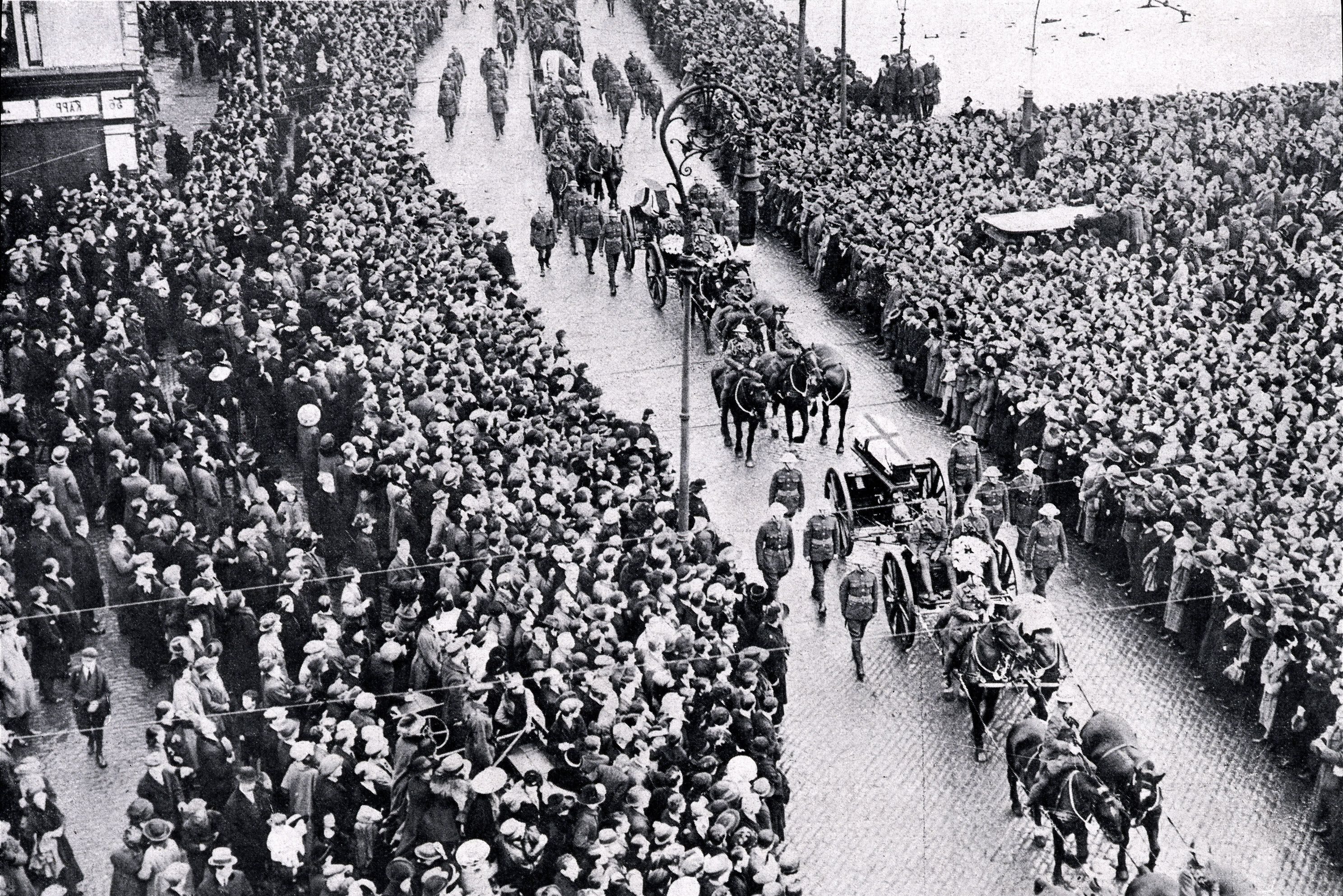 Mandatory Credit: Photo by Kharbine-Tapabor/Shutterstock (6051103ef) Funeral procession of officers killed in Dublin, in le Monde illustre, 1920 Art - various