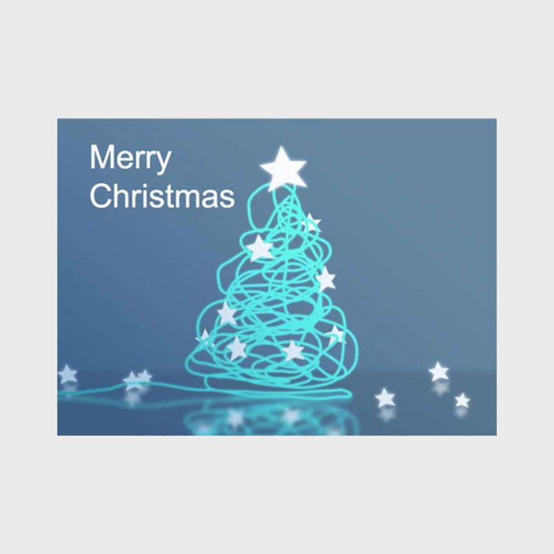 Blue-scripted Christmas Card