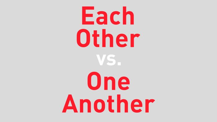 text reads "each other vs one another"