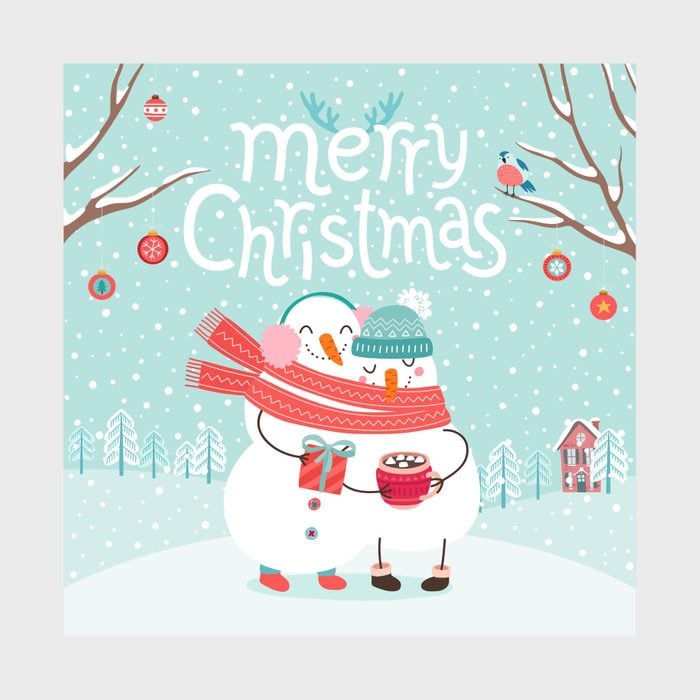 Free Printable Christmas Cards Merry Snowman Hot Cocoa