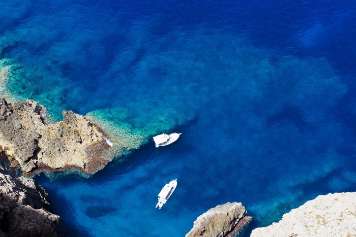 Two boats in a wonderful bay in Mediterranean Sea