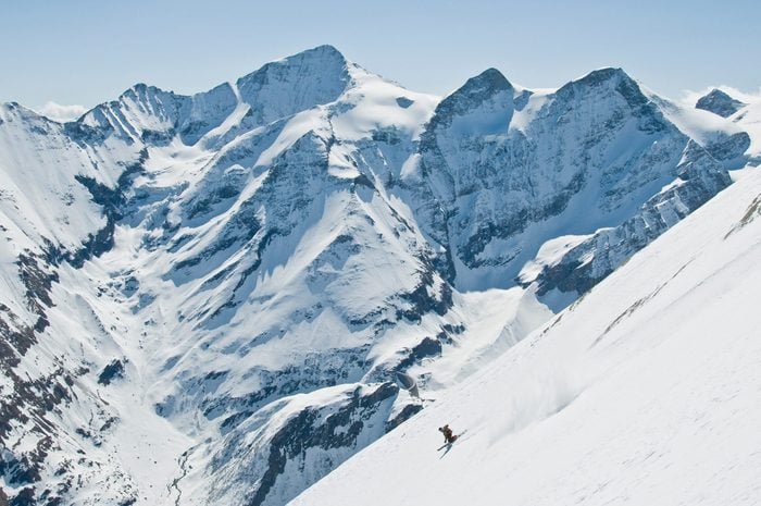 Impressive skiing at the steep slopes of Kitzsteinhorn in austria