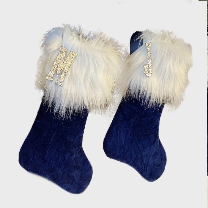 Royal Blue Personalized Christmas Stockings Via Etsy