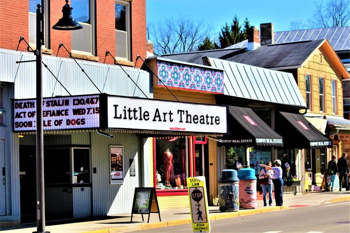 Yellow Springs, Ohio / United States - April 1 2018: The Little Art Theater in Yellow Springs is a local landmark built in 1929 currently showing foreign films and indie movies