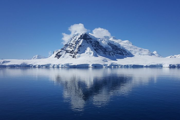 Antarctica glacier on a bright sunny day 