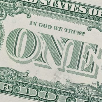 Detail of one dollar bill.