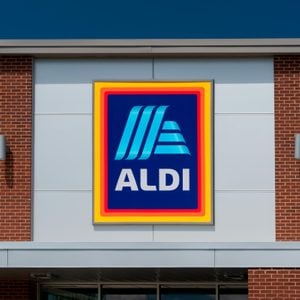 Aldi grocery store sign on a building